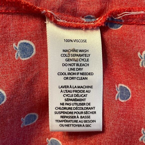 BeachLunchLounge Red Dress w/Blue Apples S - Picture 5 of 5